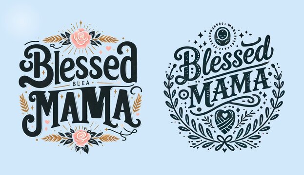 Blessed mama typography vactor illustration art