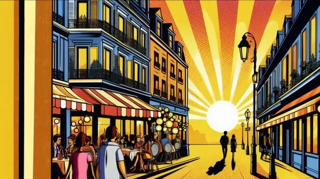 cafe en paris al atardecer