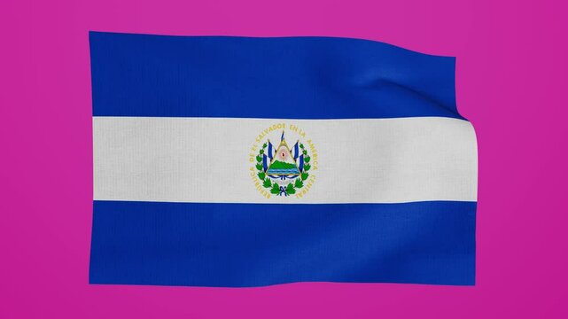 El Salvador waving flag. El Salvador Flag flying on chroma key. National Flag of El Salvador with realistic fabric texture. Premium quality. For independence day