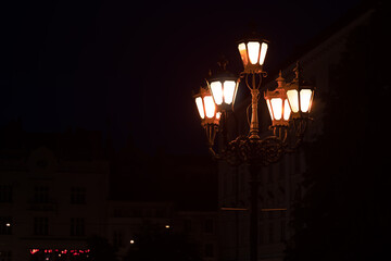 night city abstraction black environment space lantern glowing electric light long exposure concept...