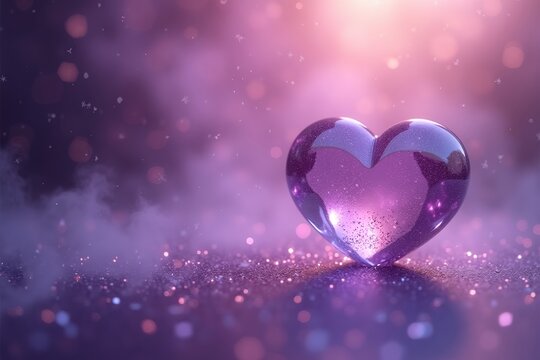 Naklejki Purple Glass Heart with Sparkling Glitter Effect