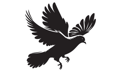 Soaring Black Eagle Silhouette Vector Illustration