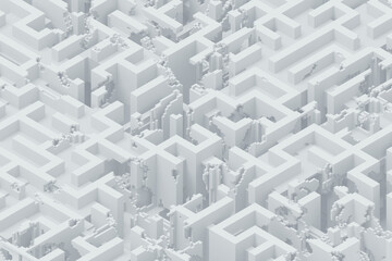 Isometric maze with intricate patterns and a three-dimensional design, offering a visually engaging and complex structure