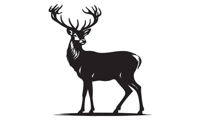 Deer Silhouette Vector - A majestic stag silhouette, perfect for winter illustrations