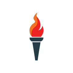 Stylish Flaming Torch Vector Illustration for Symbolic Power, Illumination, and Decorative Design
