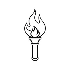 Stylish Flaming Torch Vector Illustration for Symbolic Power, Illumination, and Decorative Design