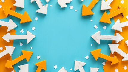 Collaboration symbolized  business graphic featuring merging arrows for teamwork and unity