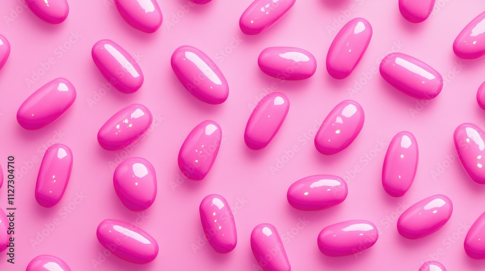Poster background of glossy pink pills for graphic design in brochures presentations and publications vibra