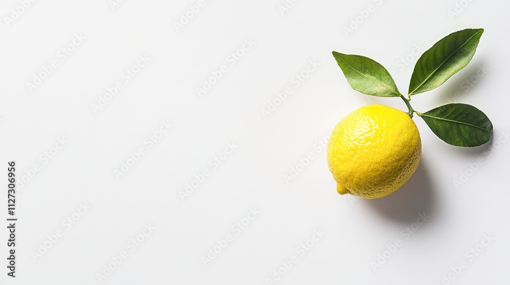 Poster fresh bergamot fruit with vibrant green leaves on a clean white background showcasing its unique tex