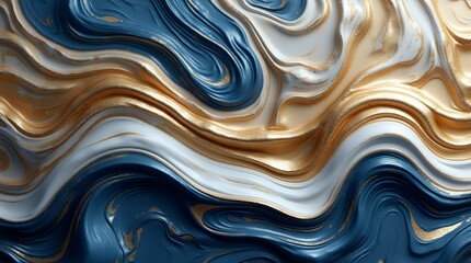 Obraz premium Abstract Swirling Gold Blue White Paint Texture Background Design Elegant Luxury Modern Art