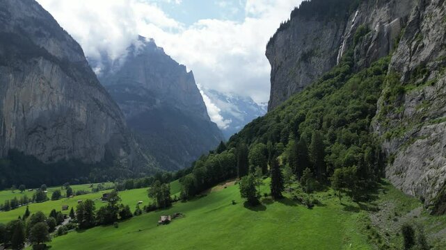 Lauterbrunnen by drone, Swiss Alphs