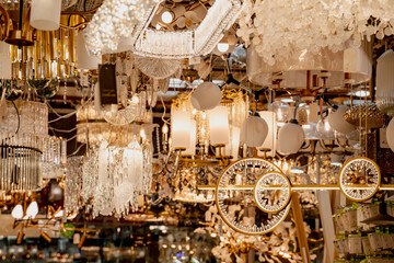 chandeliers, lamps