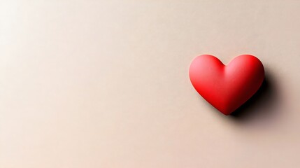 Obraz premium Simple red heart on a neutral beige background