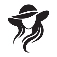 girl long hair with stylish hat vector icon