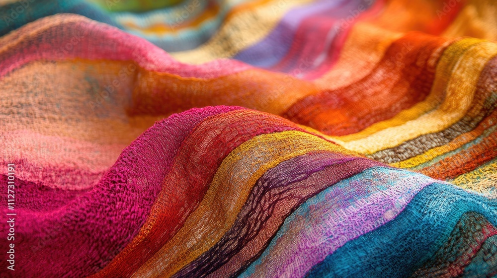 Poster colorful textured fabric background with flowing waves in vibrant hues showcasing artistic design an