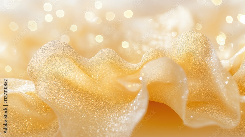 Aufkleber Elegant gold bokeh background with soft, flowing fabric creating a dreamy and abstract atmosphere for creative designs and presentations