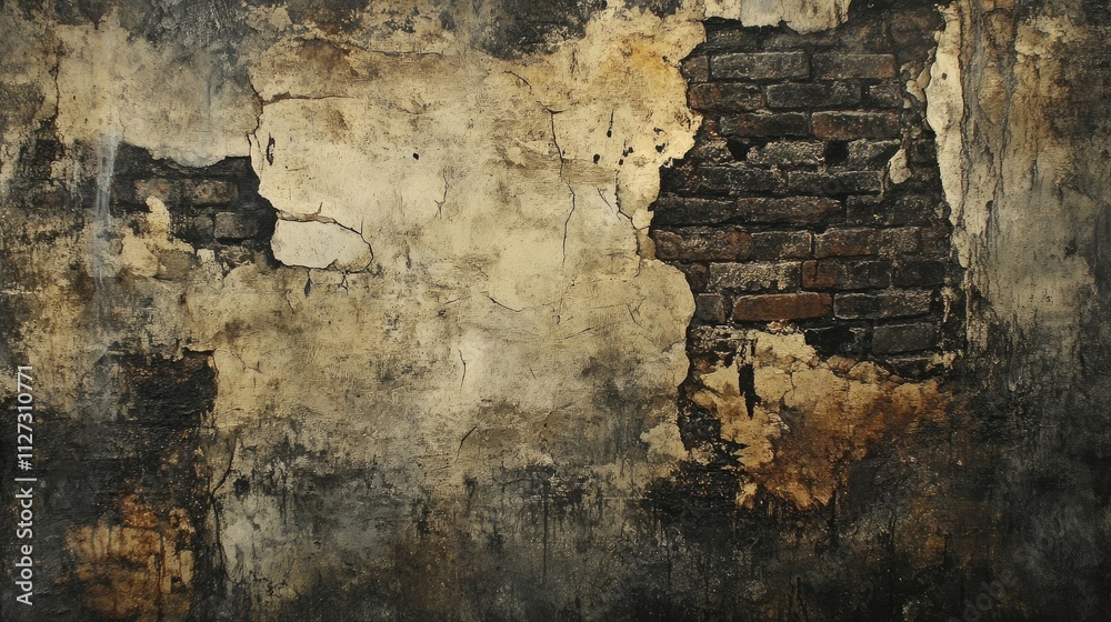 Aufkleber vintage exposed brick wall with peeling plaster perfect for artistic reference and texture inspirati