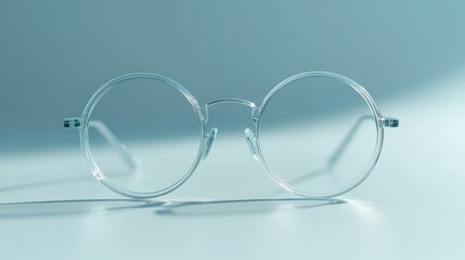 Transparent round glasses on a minimalist white background showcasing stylish eyewear design and modern aesthetics
