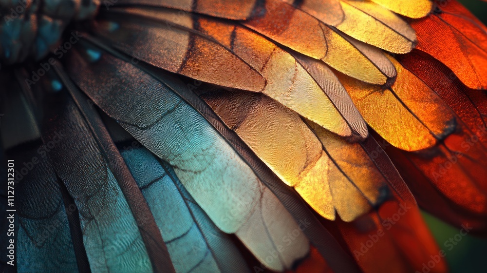 Poster colorful butterfly wing textures showcasing intricate patterns and vibrant hues for artistic and nat