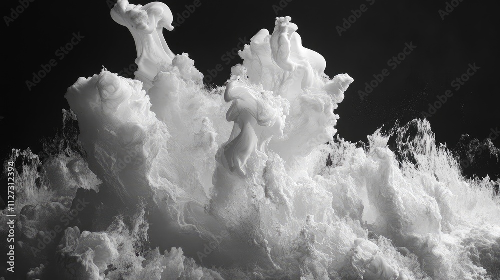 Poster abstract white smoke swirling against a contrasting black background creating a dramatic monochrome 