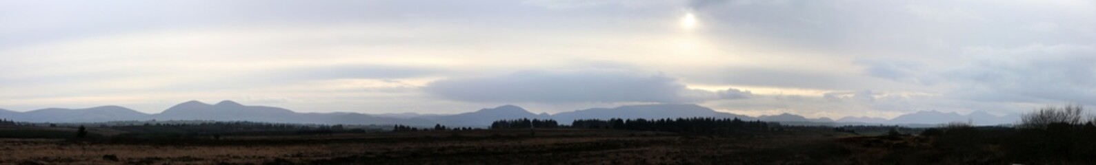 Panorama - Moorland around disued peat bog production site - Bearna - County Kerry - Ireland