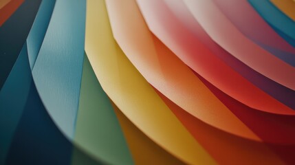 Colorful paper sheets arranged in layers showcasing vibrant hues for creative design and graphic art inspiration.