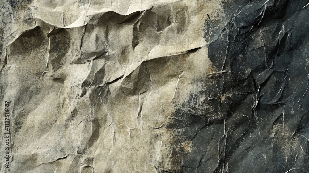 Poster Textured crumpled aged paper background in neutral tones for creative design and print projects