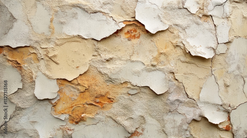 Aufkleber Multicolored textured wall surface with chaotic dashes and plaster patterns showcasing unique decorative design and weathered appearance
