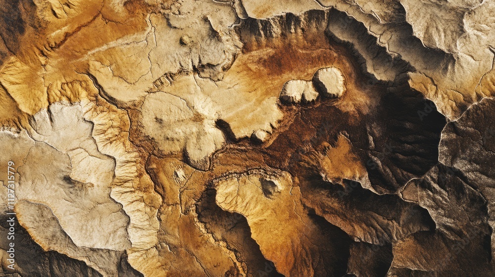 Aufkleber aerial view showcasing the intricate textures and colors of a desert landscape highlighting natural 