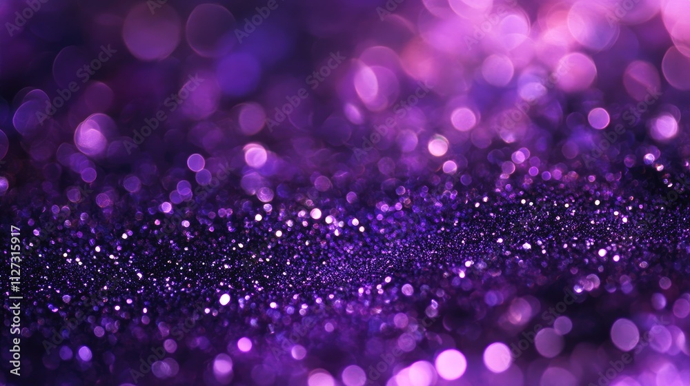 Aufkleber Vibrant abstract purple bokeh background featuring soft blurry lights and sparkling particles creating a dreamy atmosphere.
