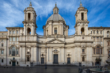 Piazza Navona, Sant'Agnese in Agone baroque church, Rome, Italy