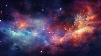 Naklejka premium Celestial Nebula Cosmic Cloudscape Stellar Dust and Stars