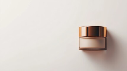 Cosmetic cream in an elegant container with a golden lid isolated on a minimalist background showcasing skincare product design.