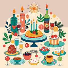 Fototapeta premium birthday party set