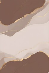 Abstract Fluid Shapes in Pantone 2025 Mocha Mousse with Gold Accents and Beige Highlights - Modern Artistic Design for Home Decor, Stationery, Wallpapers, and Branding