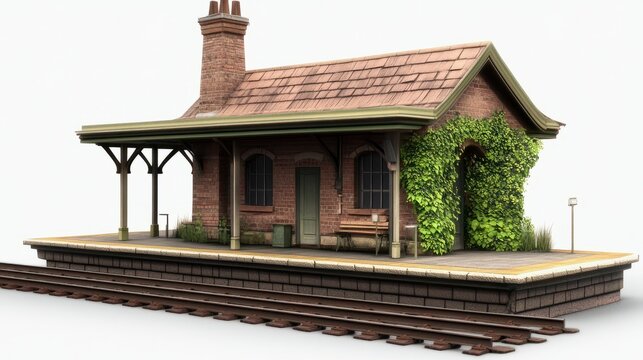 Small railway station platforms and rails