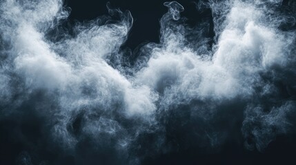 Textured smoke clouds on black background abstract artistry in ethereal white fog effects perfect for creative design and graphic projects