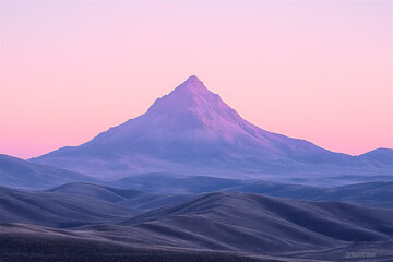 Naklejka premium A minimalist image of a lone mountain peak at