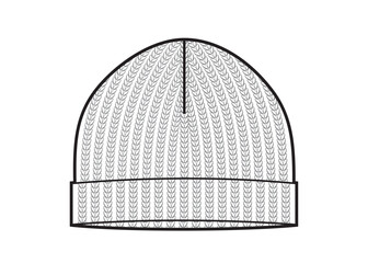 Wool beani cap. Winter knitted designed hat