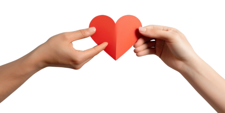 PNG Male and female hand holding red heart paper together symbol togetherness affectionate. - Powered by Adobe