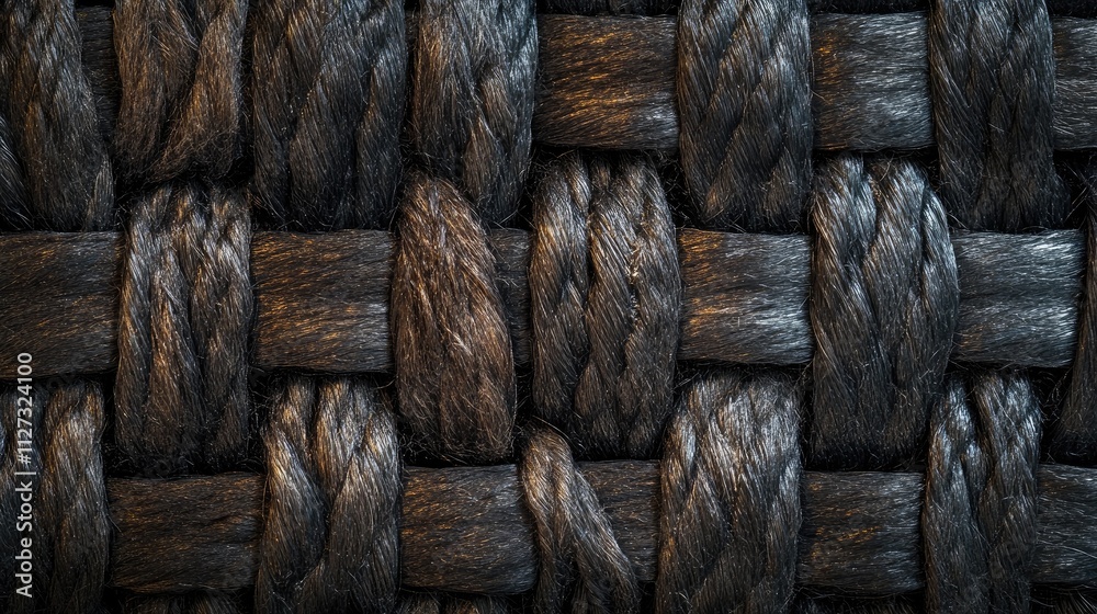 Poster Textured close-up of woven cable wire material creating a unique background design suitable for industrial or artistic applications.
