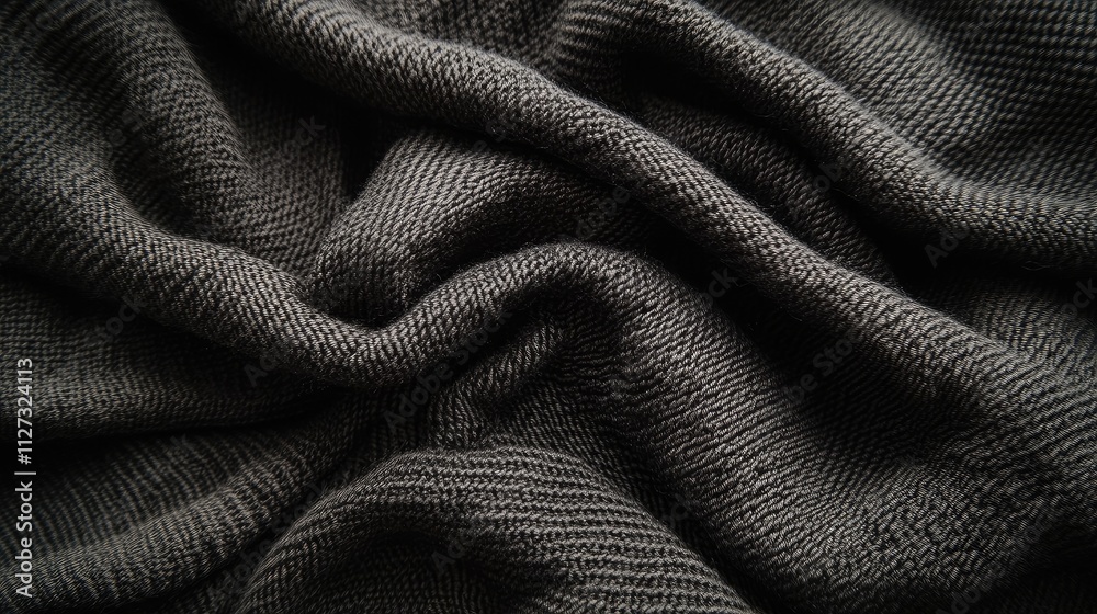 Aufkleber Textured black fabric close-up ideal for backgrounds and design projects showcasing depth and richness in fabric materials.