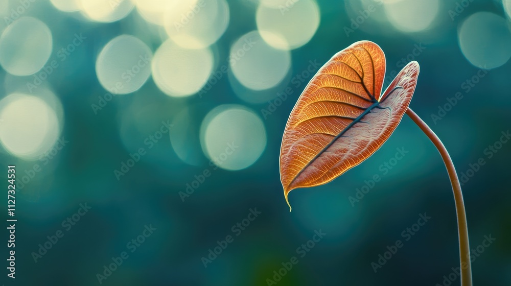 Poster alocasia elephant ear leaf with soft bokeh background in natural light botanical aesthetic and vibra
