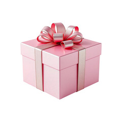 Obraz premium Christmas pink gift box isolated and transparent on white background 