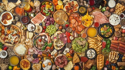 Exquisite food collage featuring a variety of meals and beverages beautifully arranged for culinary inspiration and presentation.