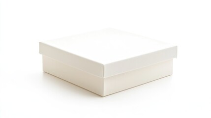 Elegant white gift box isolated on a clean background perfect for branding packaging and holiday promotions.