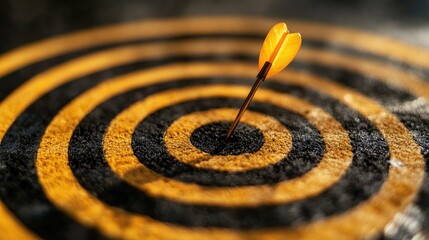Business success metrics achieving goals with precision dart hitting target center illustration