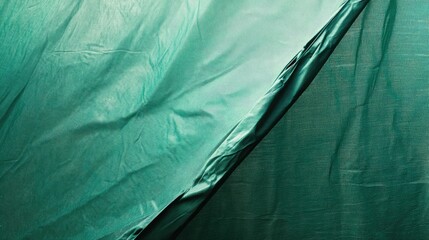 Green tent fabric texture showcasing the edge detail of a tarpaulin ideal for outdoor recreation and camping concepts