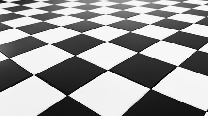 Obraz premium Black and white checkerboard floor texture with a focus on geometric patterns and design elements for modern interiors and backgrounds