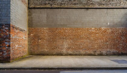 Industrial Backdrop Grungy Urban Street Scene with Abandoned Warehouse Brick Wall, Perfect for Creative Projects, Photography, and Graphic Design Inspiration